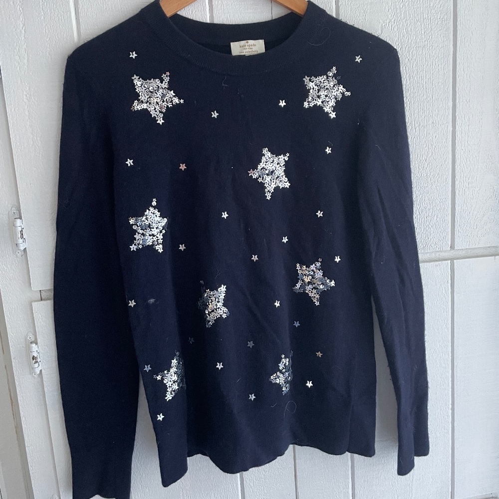 Navy blue holiday sparkle star sweater